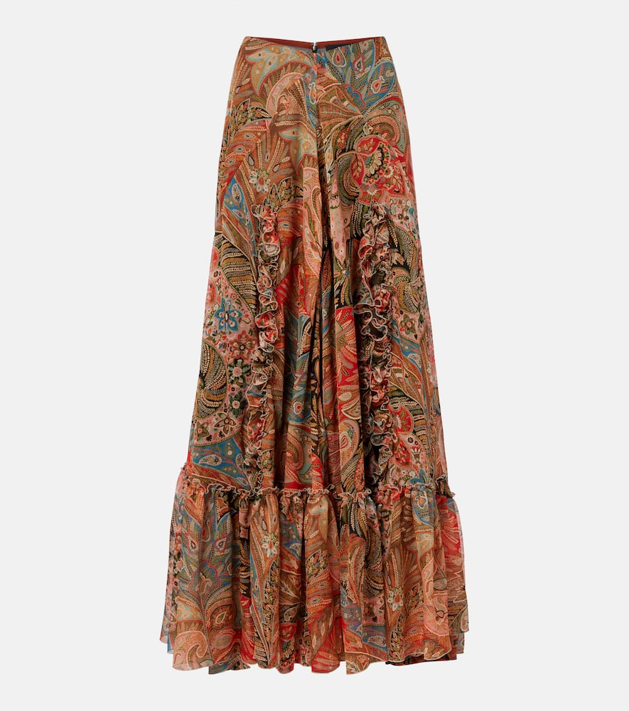 Printed silk maxi skirt