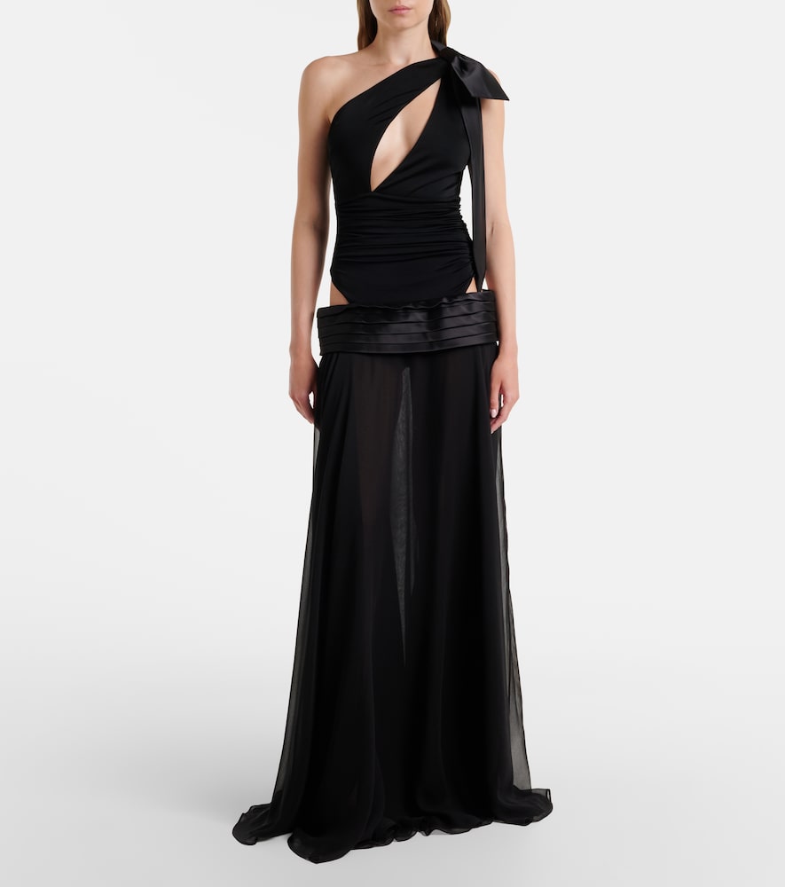 Cutout one-shoulder gown