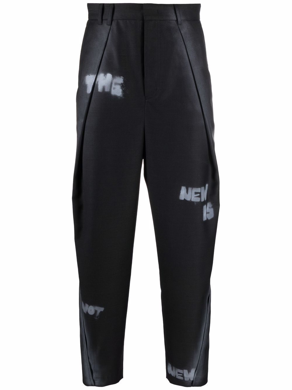 Slogan print straight-leg trousers - Black