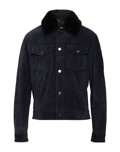Jacob Cohёn Man Jacket Midnight blue Size 40 Calfskin, Lambskin