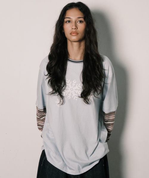 KNITTED LAYERED S LIGHT BLUE