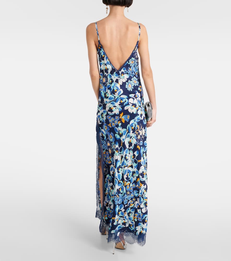 Floral lace-trimmed slip dress