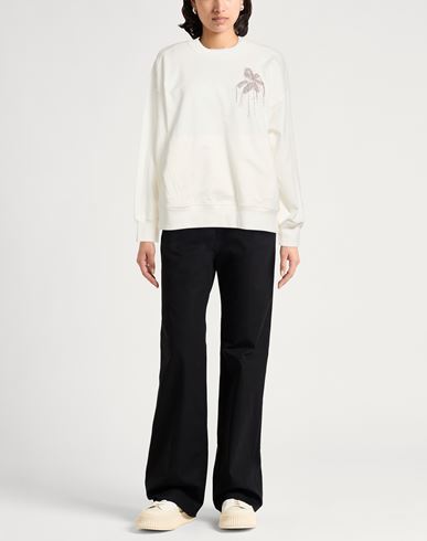 Woman Sweatshirt White Size M Cotton, Elastane, Brass