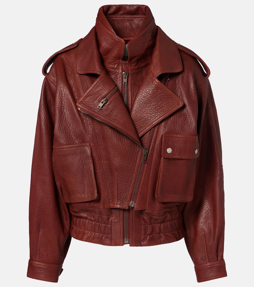 Aneli leather bomber jacket