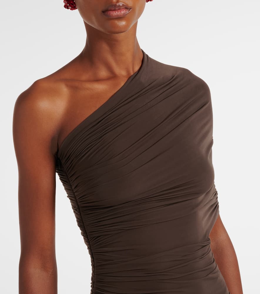 Draped one-shoulder gown