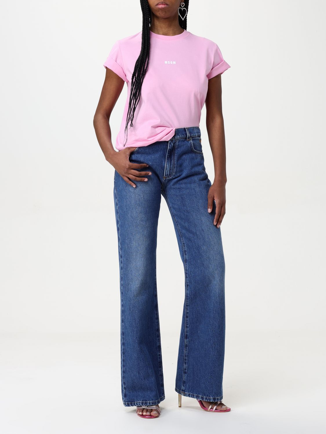 Jeans MSGM Woman color Denim
