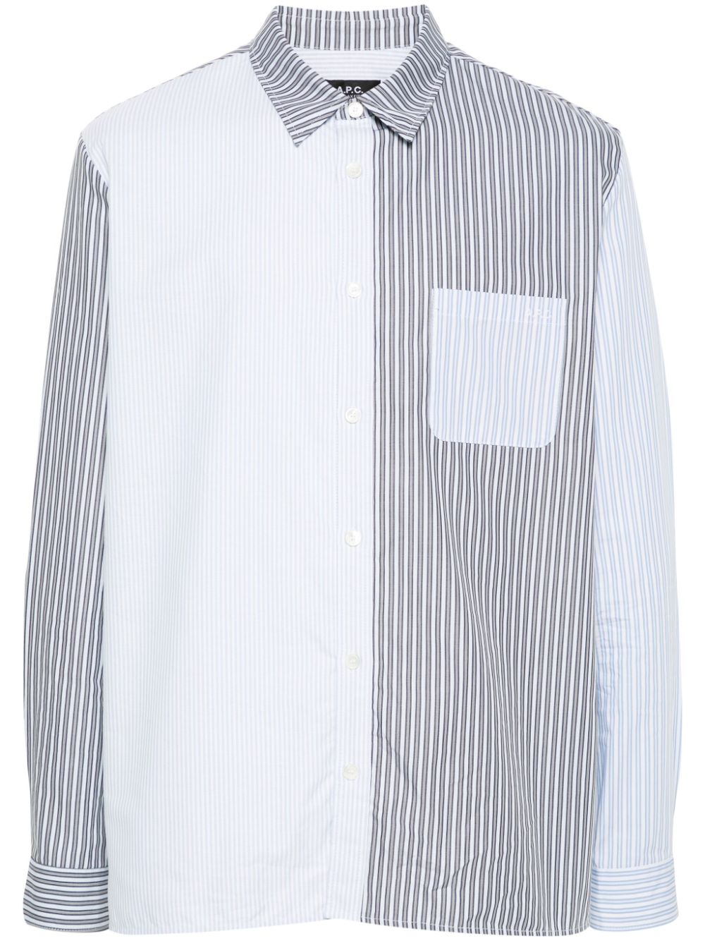 Patchwork striped shirt - Blue