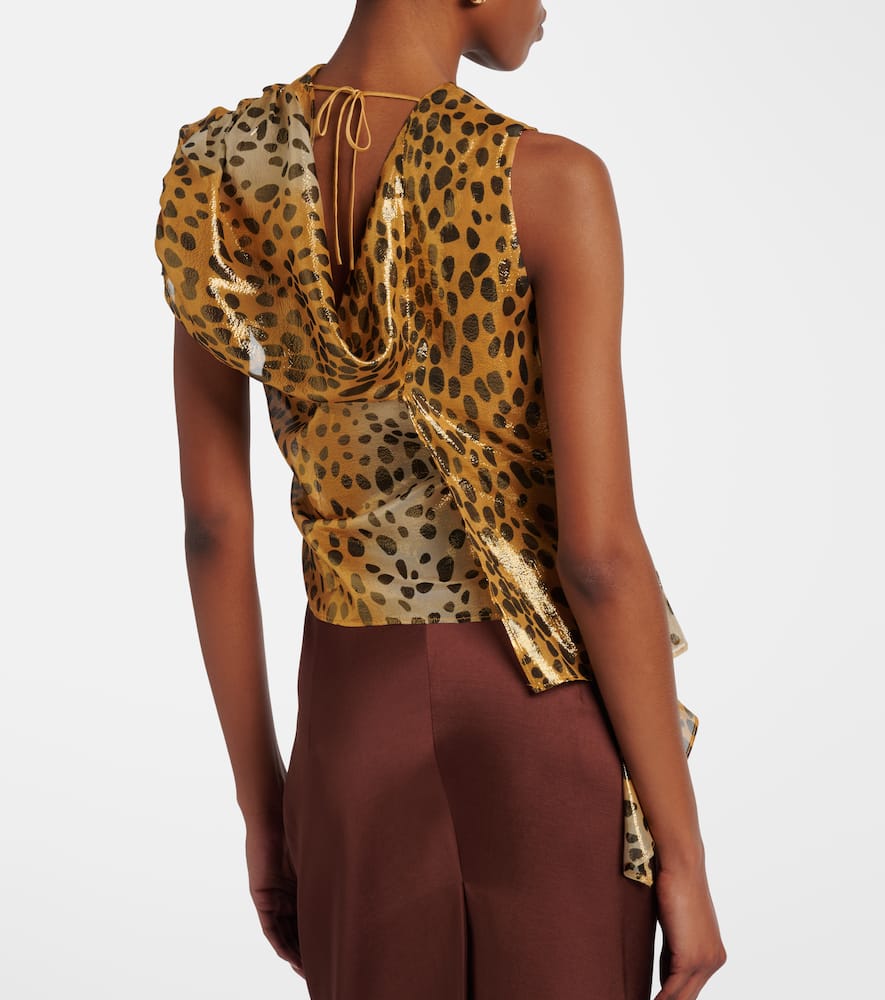 Silk-blend lamé top
