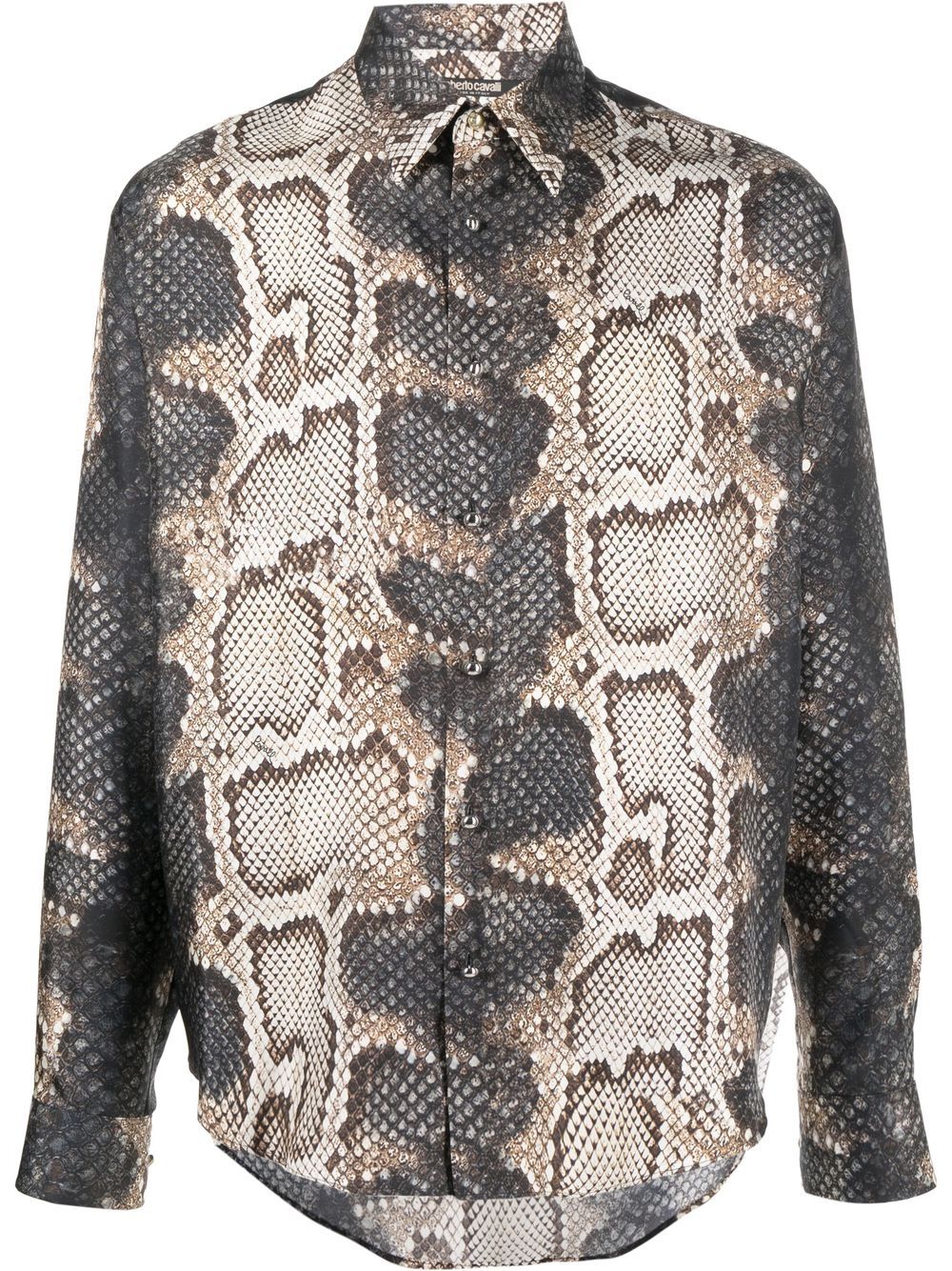 Snakeskin-print silk shirt - Black