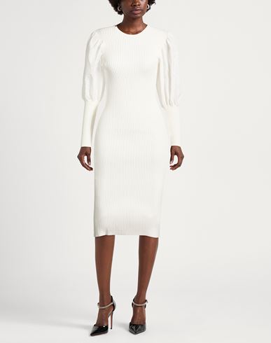 Woman Midi dress White Size 8 Viscose, Polyester