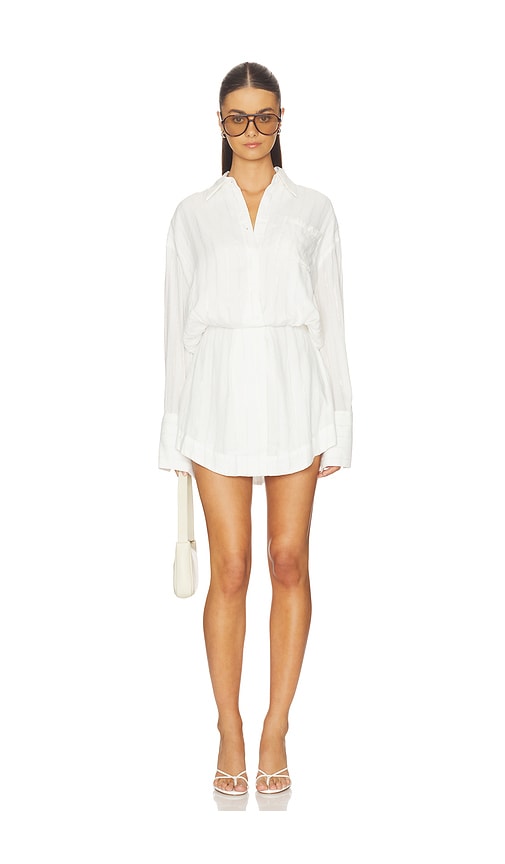 ALL THE WAYS Cairo Button Down Dress in White. XXS. Also in L, M, S