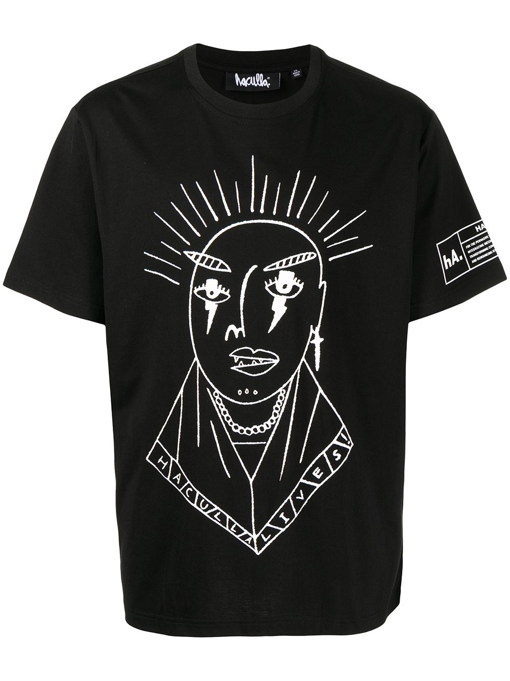 Sketch-style print T-shirt - Black