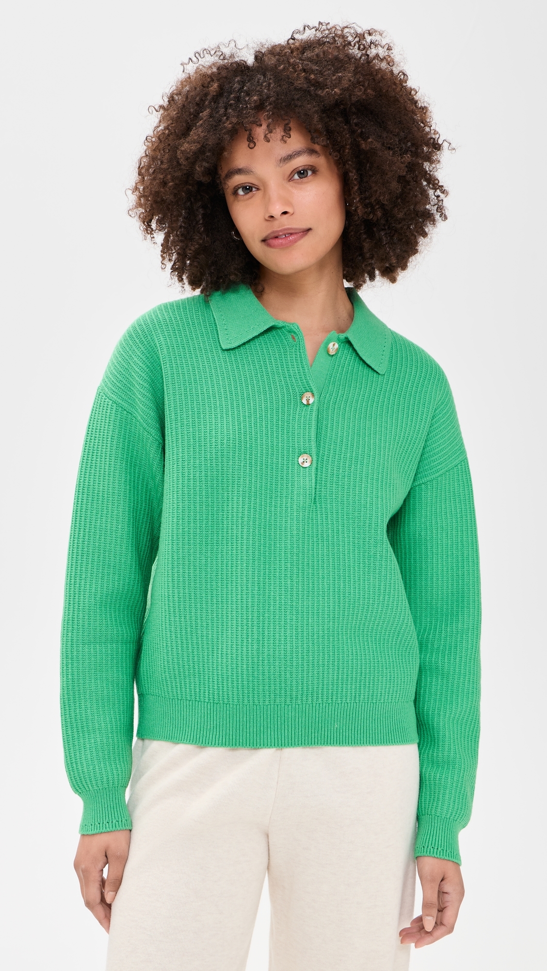 Marlie Knit Polo Sweater Green Spruce