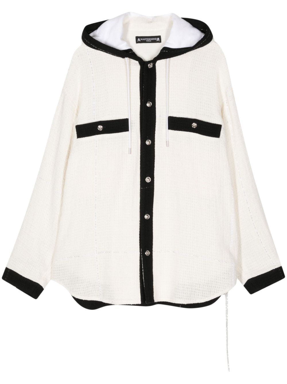 Logo-embroidered tweed jacket - White