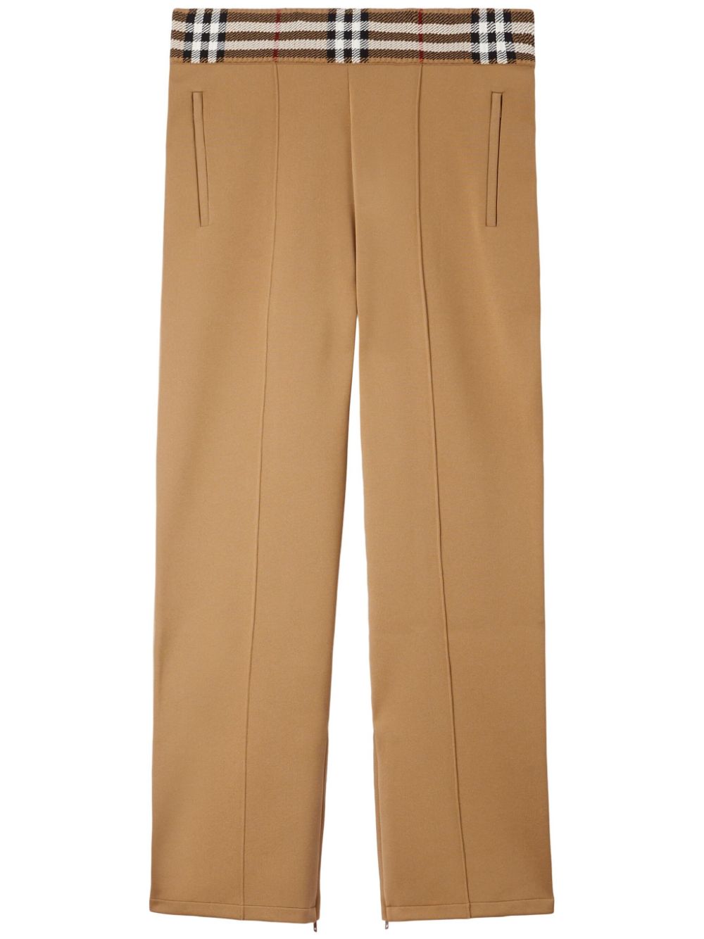 Check-trim joggings trousers - Neutrals