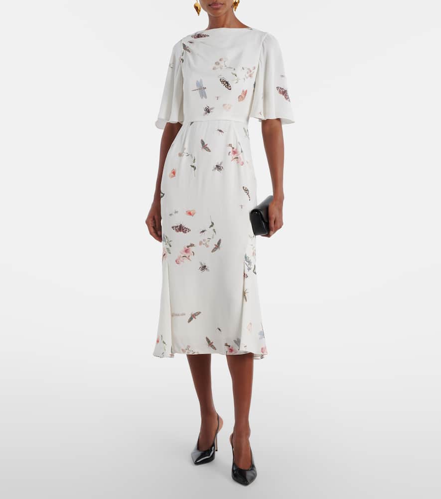 Printed crêpe midi dress