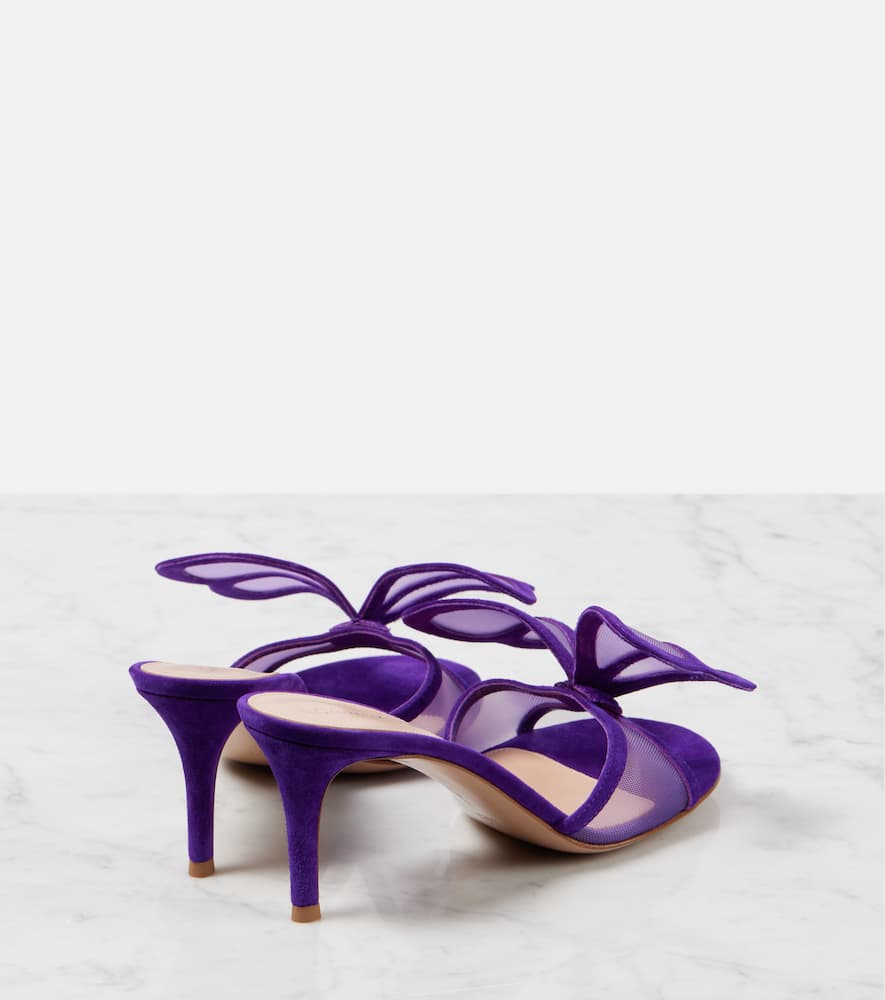 Gianvito Rossi Butterfly 70 mesh and suede mules