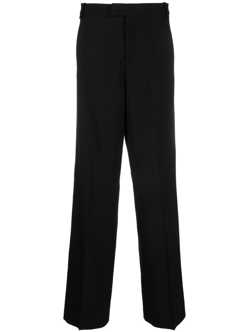 Pressed-crease twill straight-leg trousers - Black
