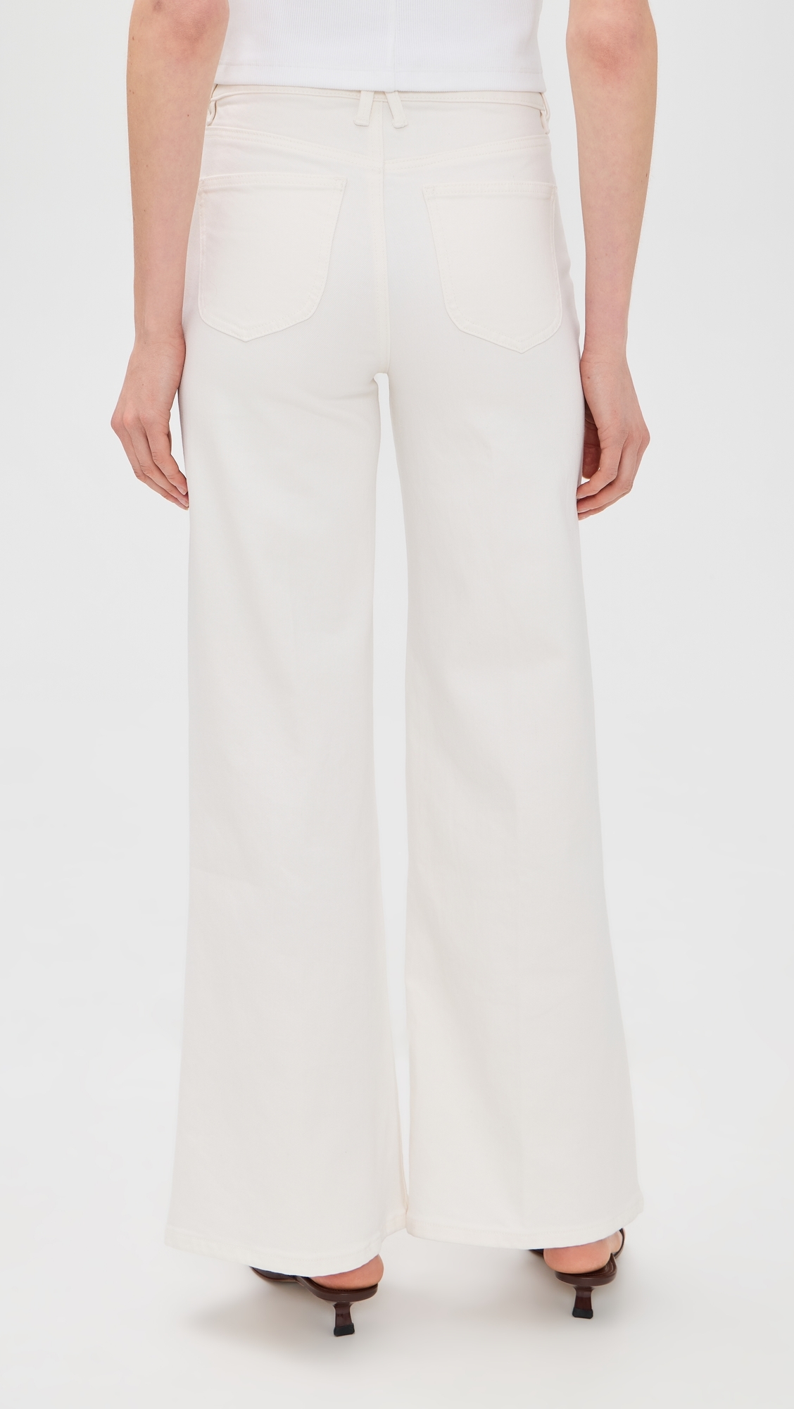 Good Waist Palazzo Embroidered Jeans White