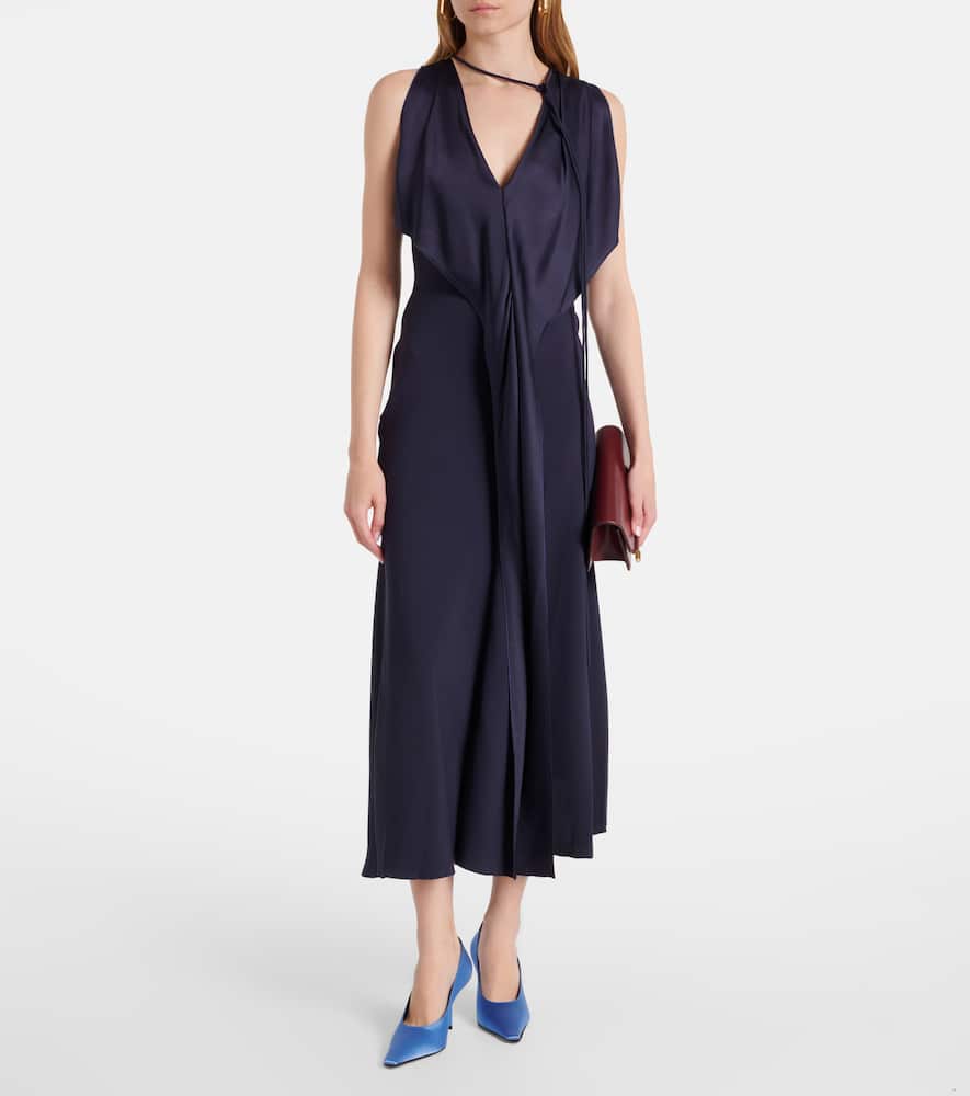 Draped satin midi dress