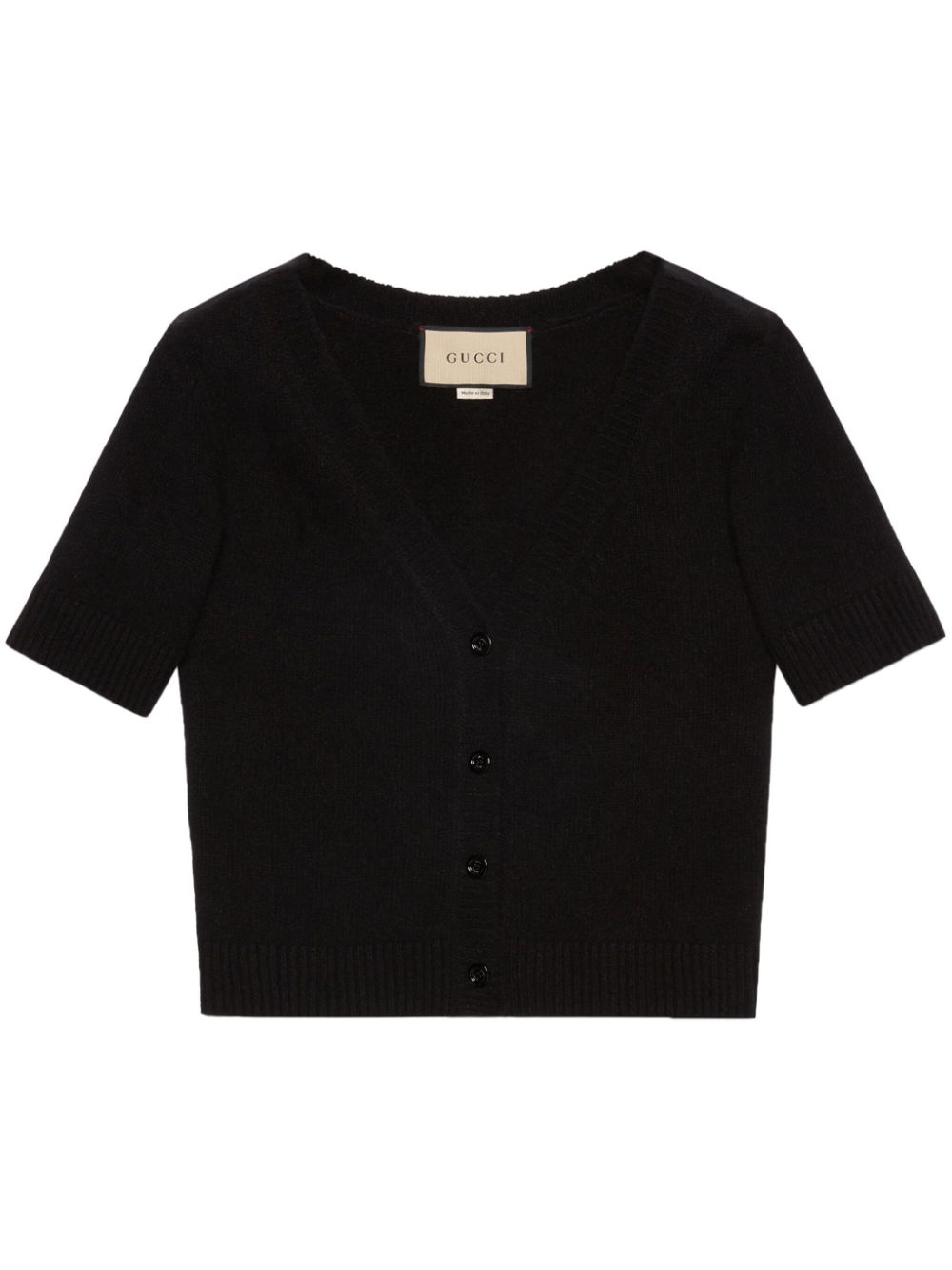 Short-sleeve cashmere cardigan - Black