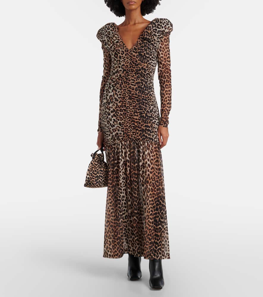Leopard-print cloqué maxi dress