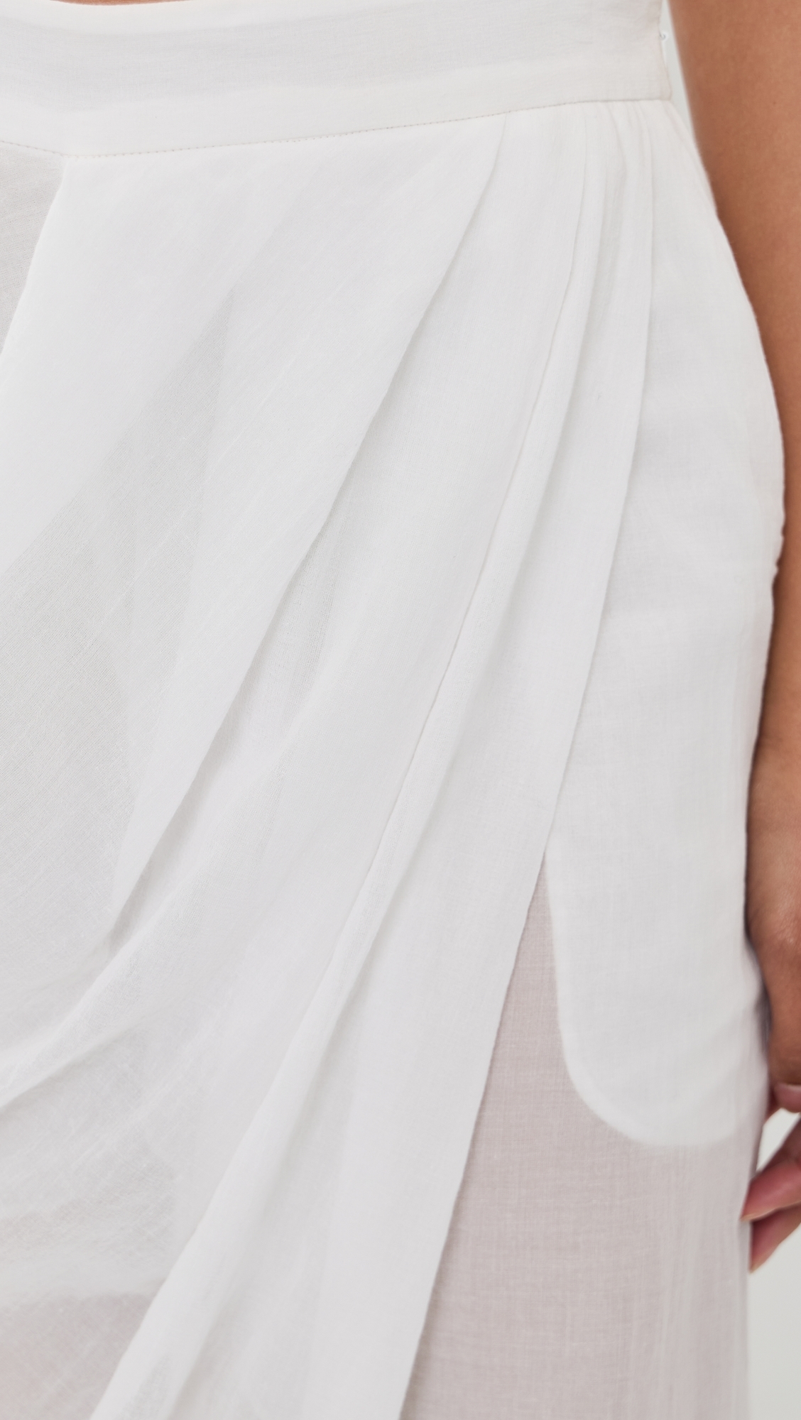 Draped Skirt Cotton Trousers White