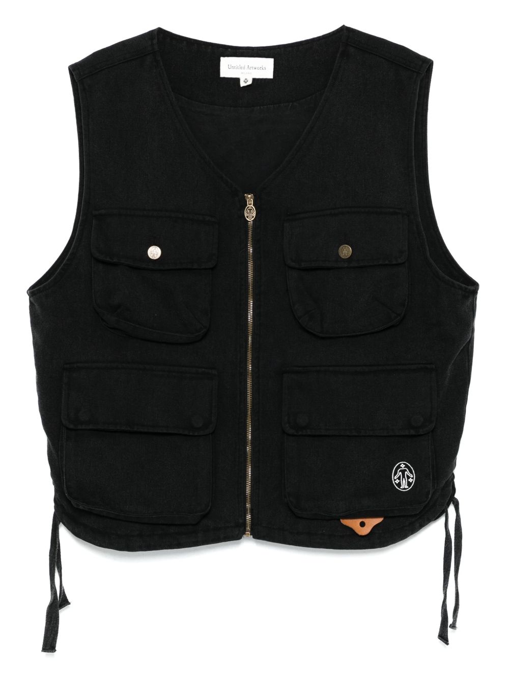 Logo-embroidered cotton vest - Black