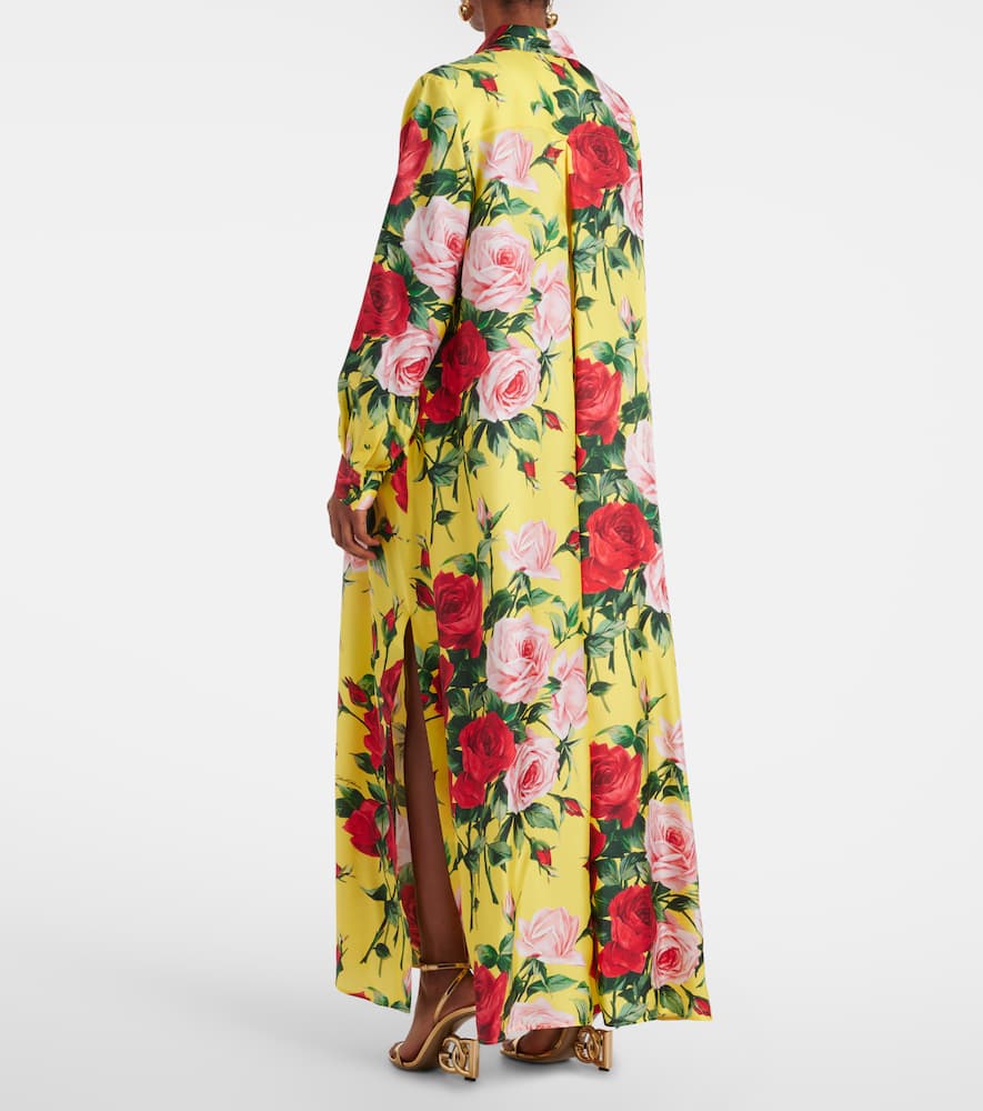 Floral silk shirt dress