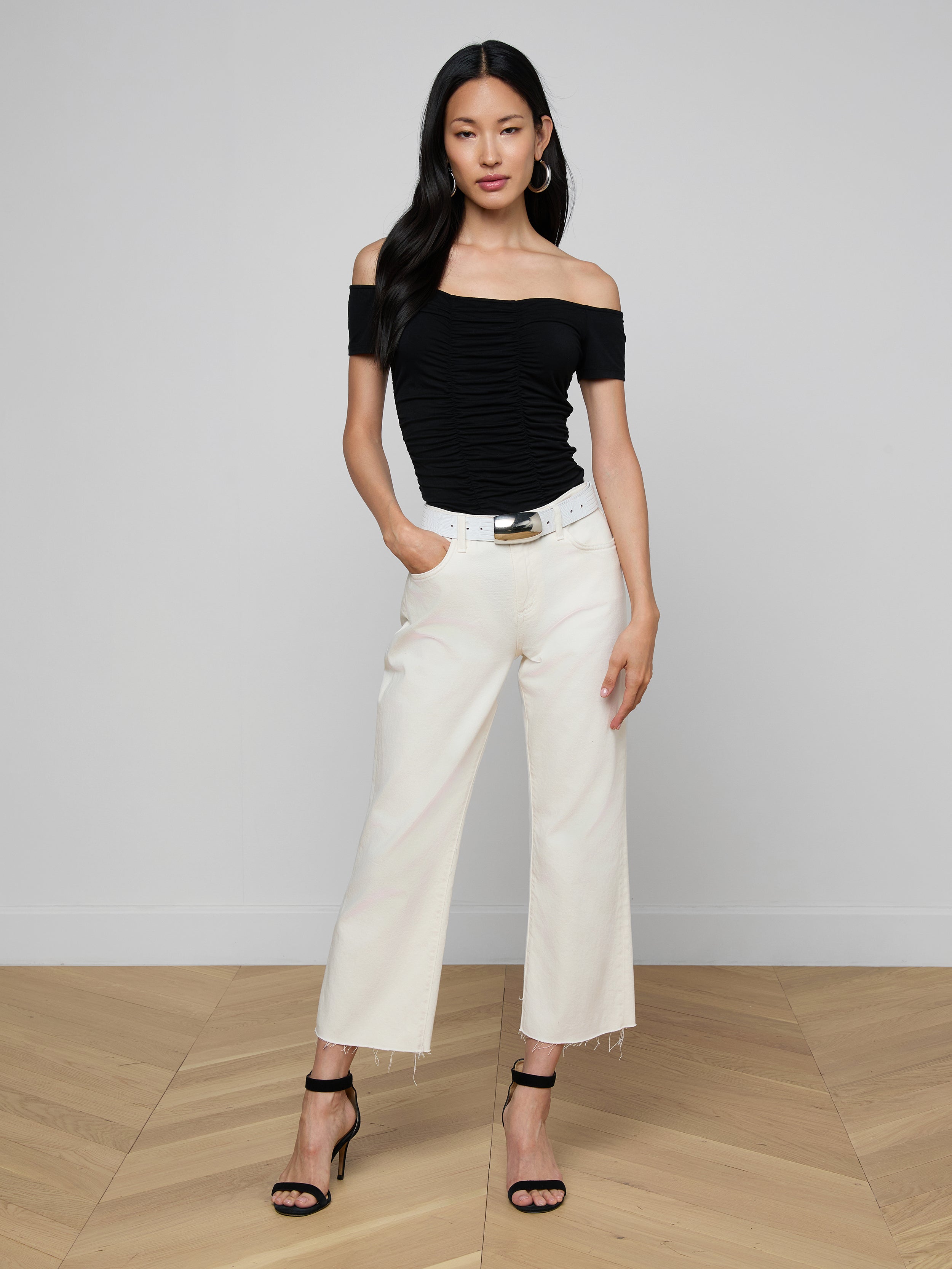 Baliegh Ruched Bodysuit In Black