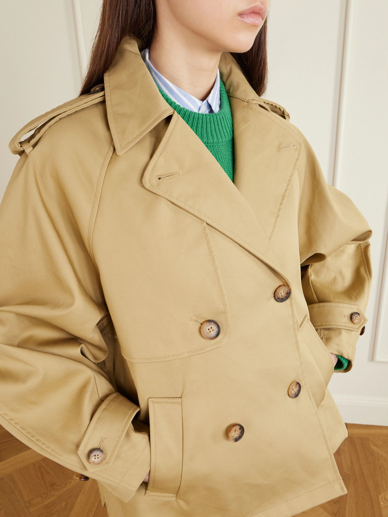 Double-breasted Cotton-gabardine Trench Coat - Neutrals
