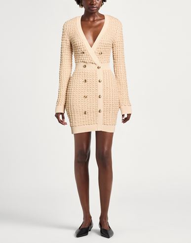 Woman Mini dress Beige Size 4 Polyester, Viscose, Acrylic, Polyamide, Alpaca wool
