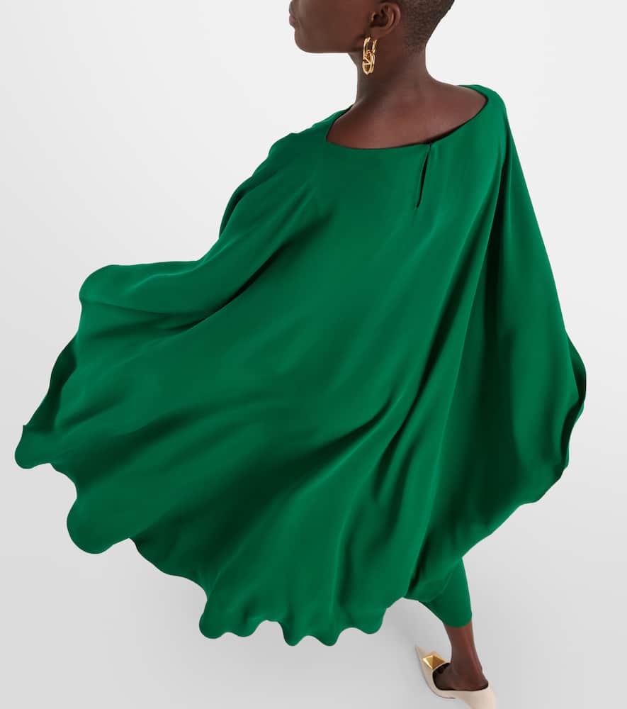 Caped silk midi dress
