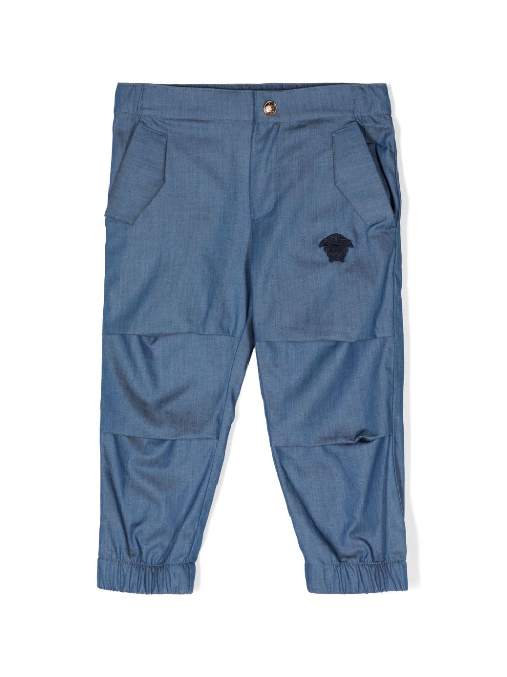 Medusa Head-patch chambray trousers - Blue