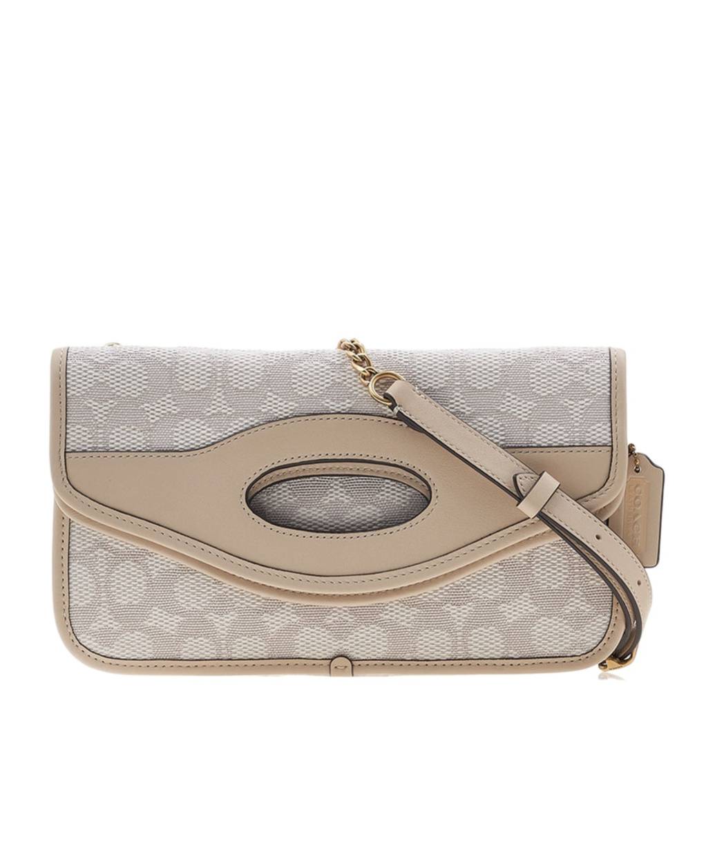 Iconic jacquard pattern folding hollow shoulder bag