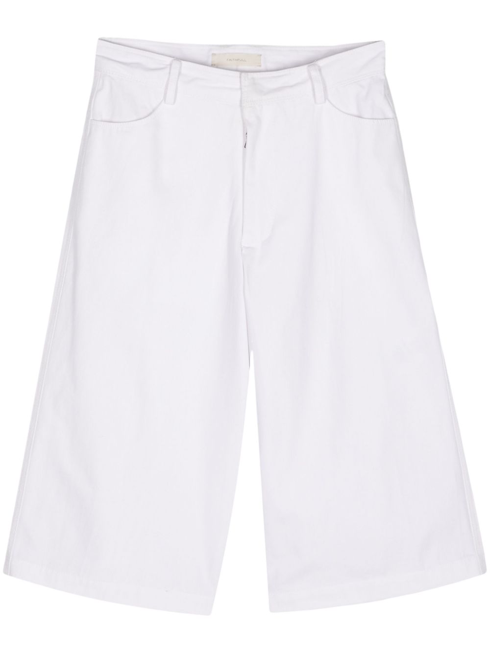 Wide-leg canvas shorts - White