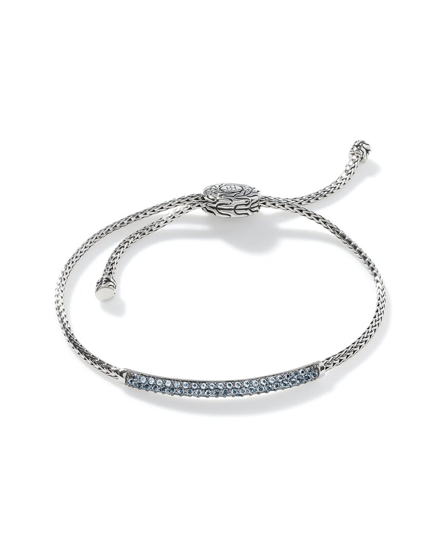 Silver Aquamarine Classic Chain Station Bracelet