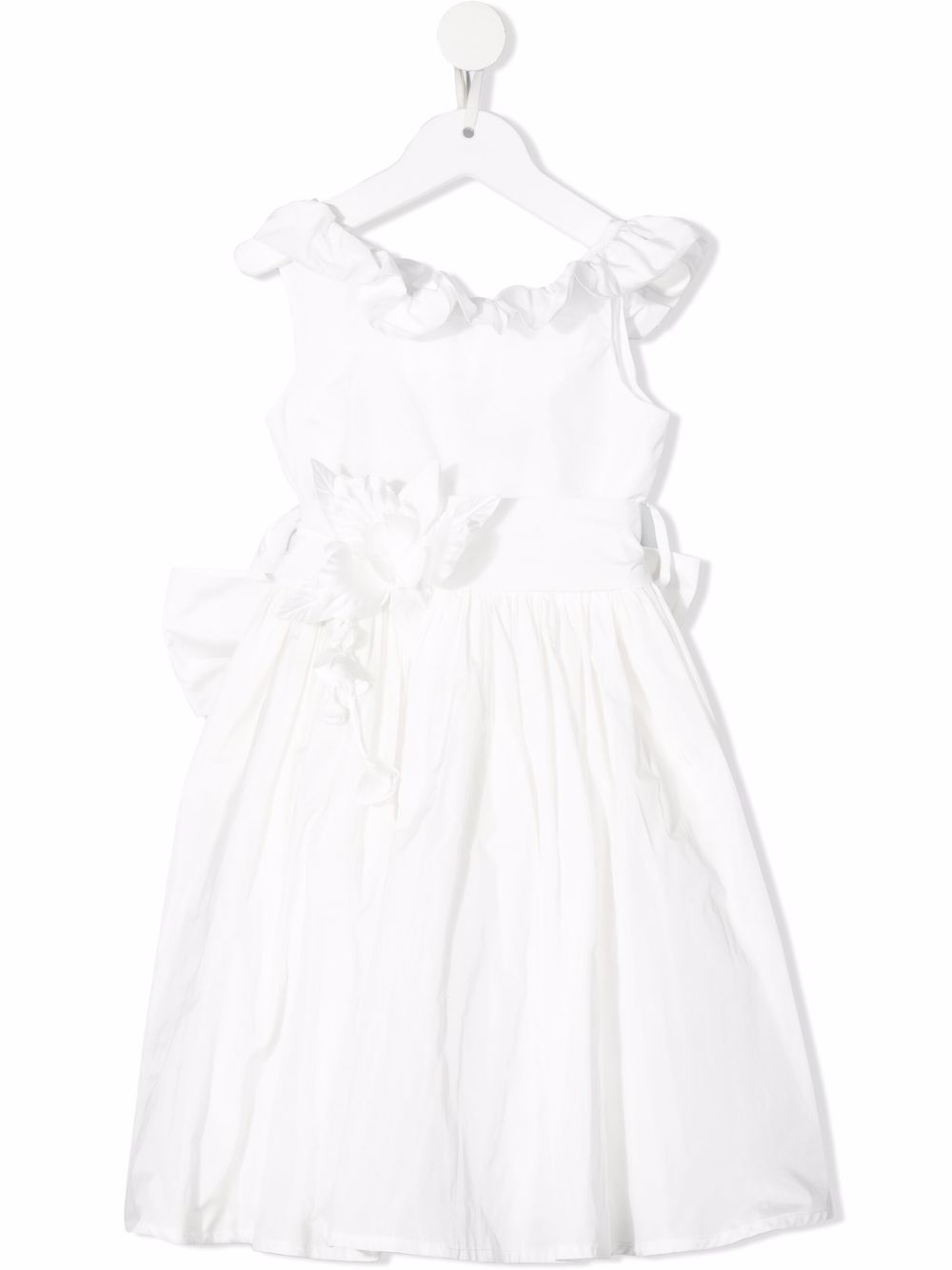 Ruffled flared dress - White