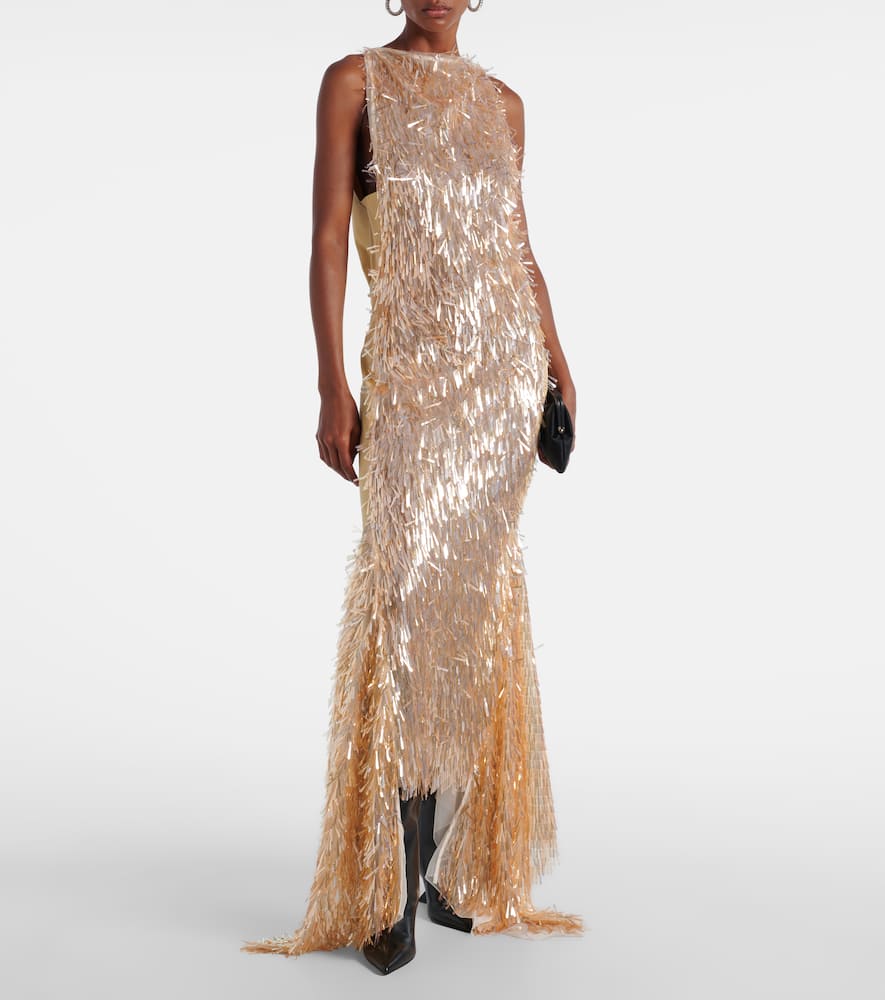 Tiara sequinned asymmetric gown