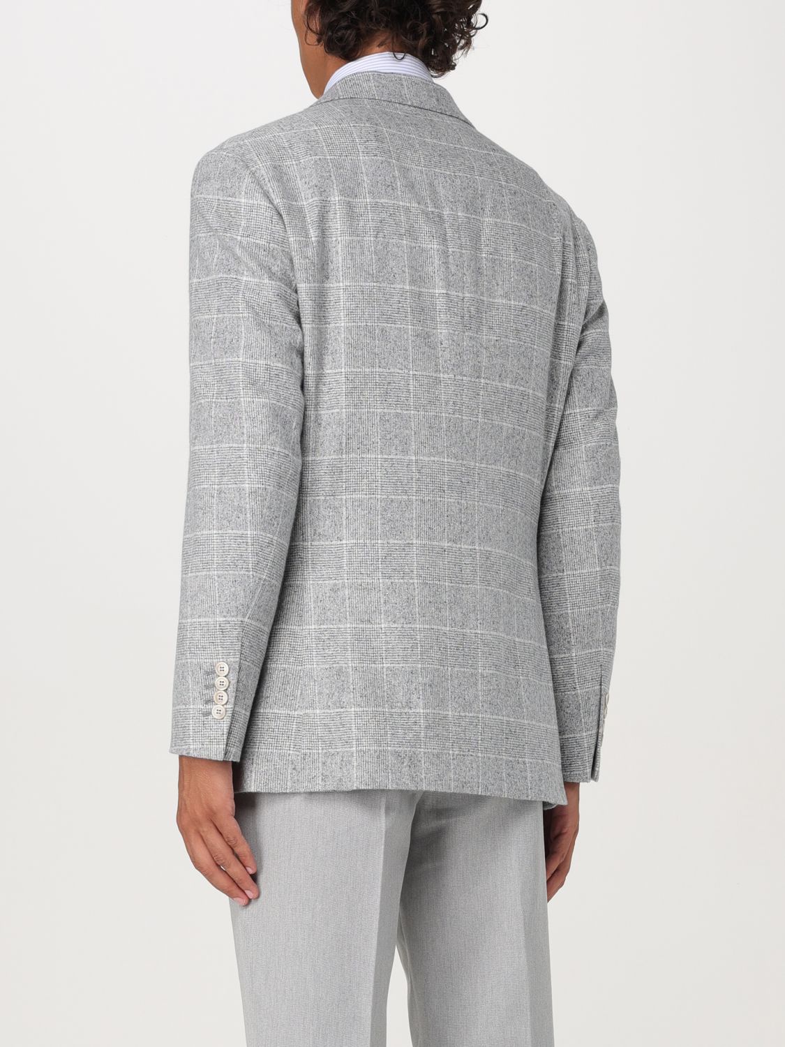 Single-breasted checked blazer - White