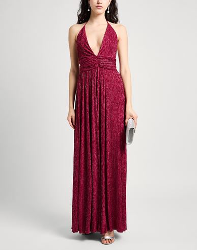 Woman Maxi dress Burgundy Size L Polyester, Elastane