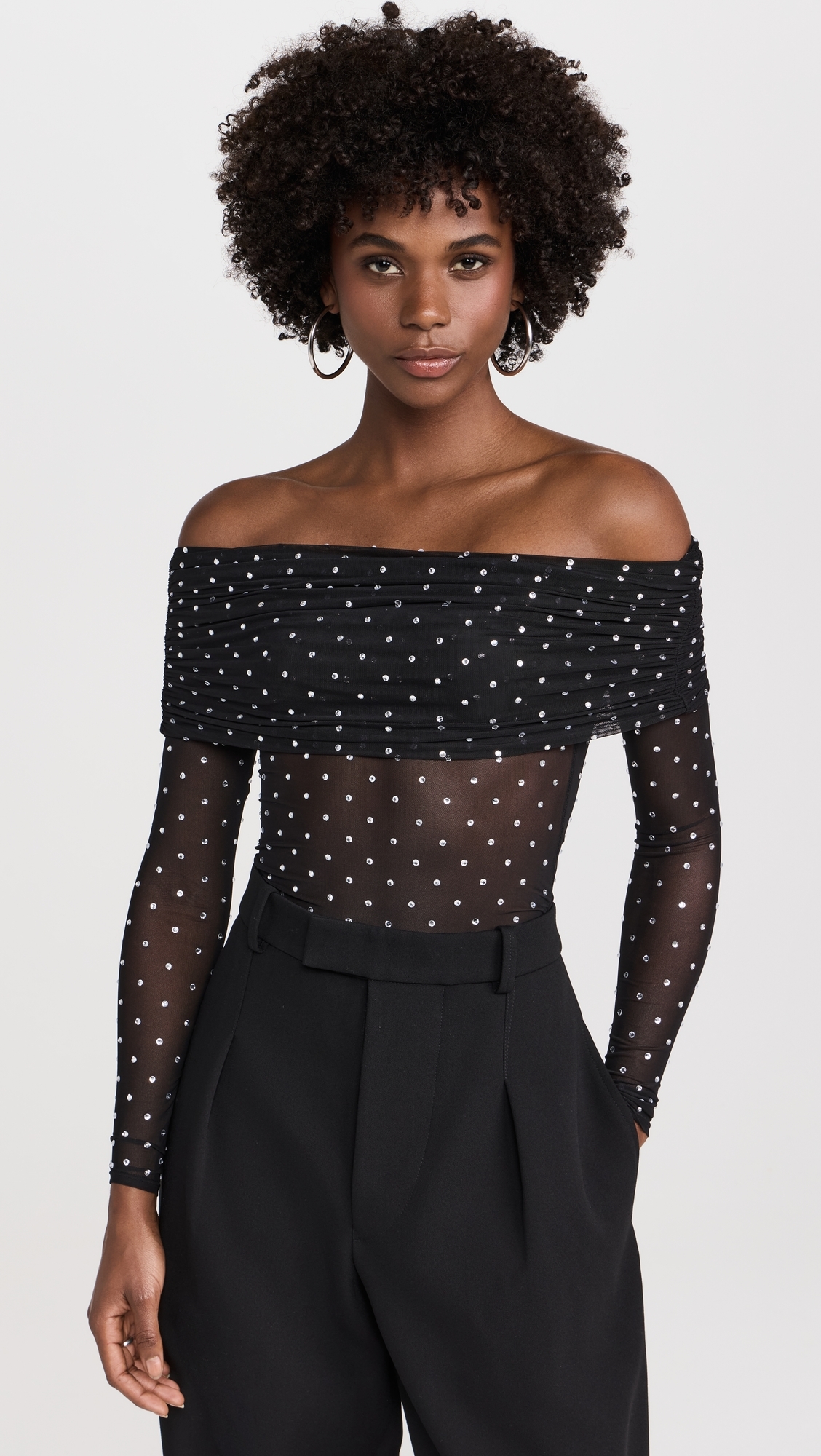 Oriana Mesh Top Black/Silver