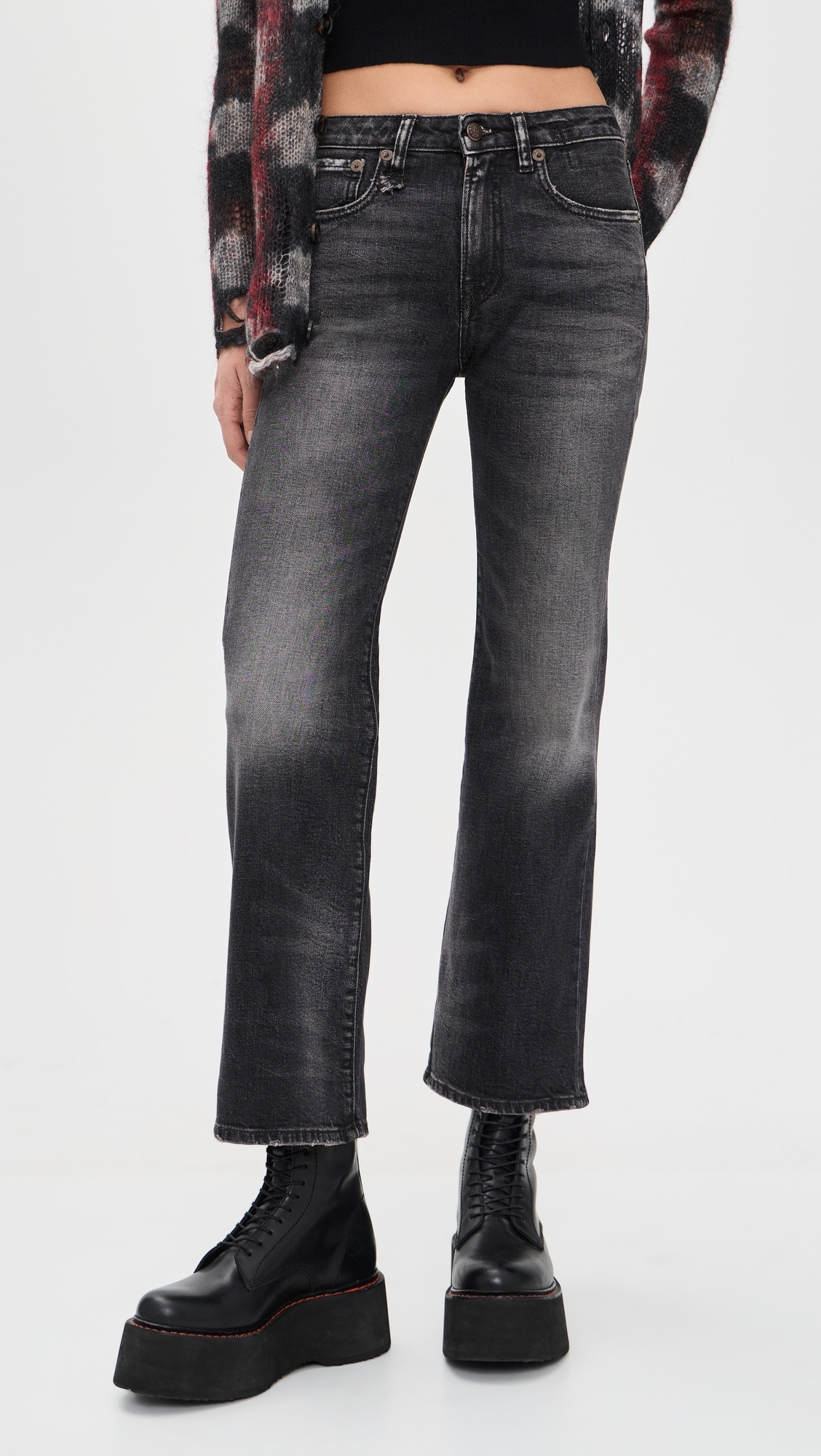 Joan Cropped Flare Jeans Essex Black Stretch