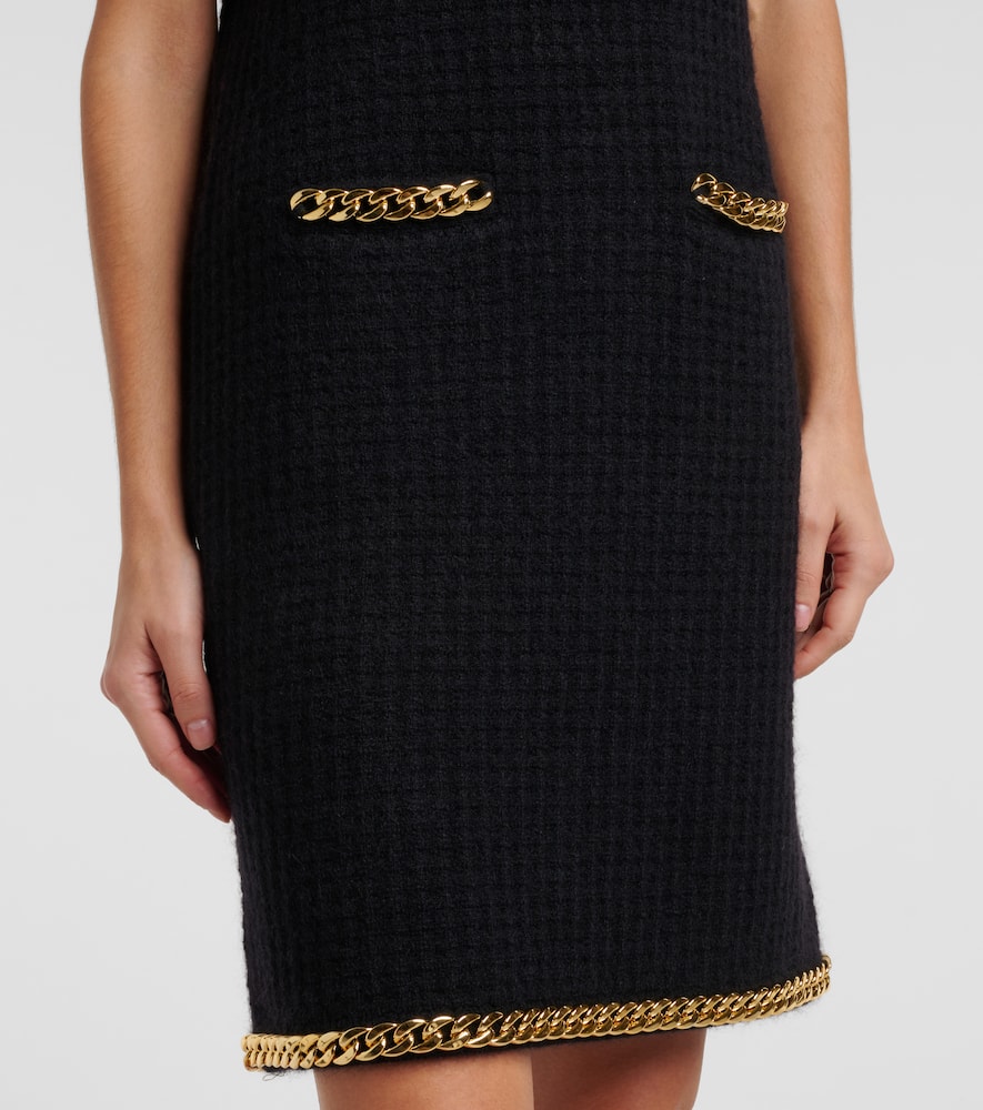 Chain-detail waffle-knit minidress