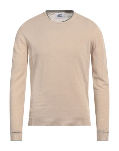 Alpha Studio Man Sweater Sand Size 36 Linen, Cotton