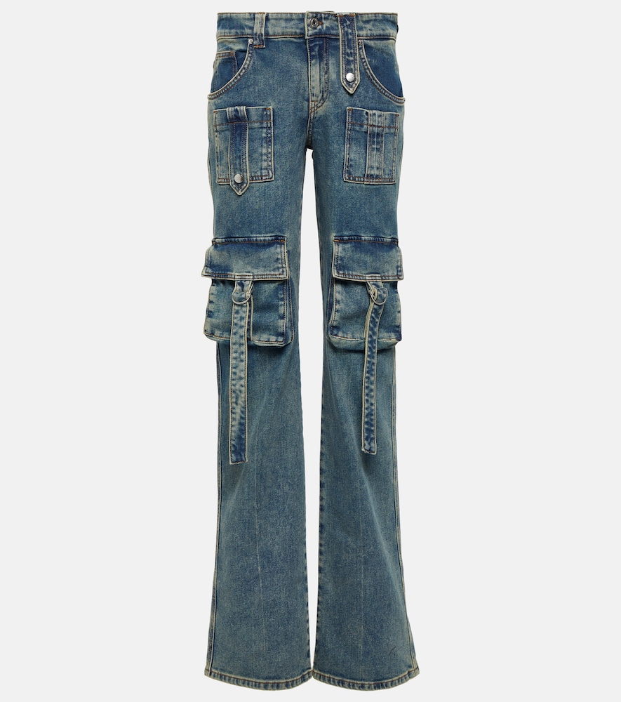 Low-rise denim cargo pants
