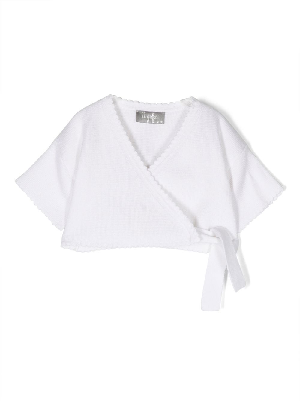 Wrap-design cotton top - White