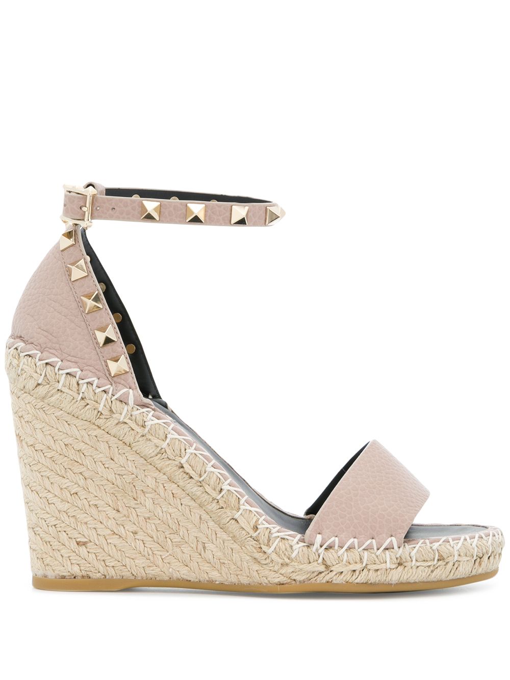Double Rockstud 95mm wedge sandals - Black