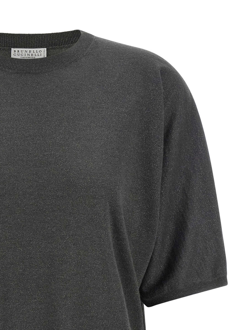 Brunello Cucinelli - sparkling lamé short sleeve cashmere sweater