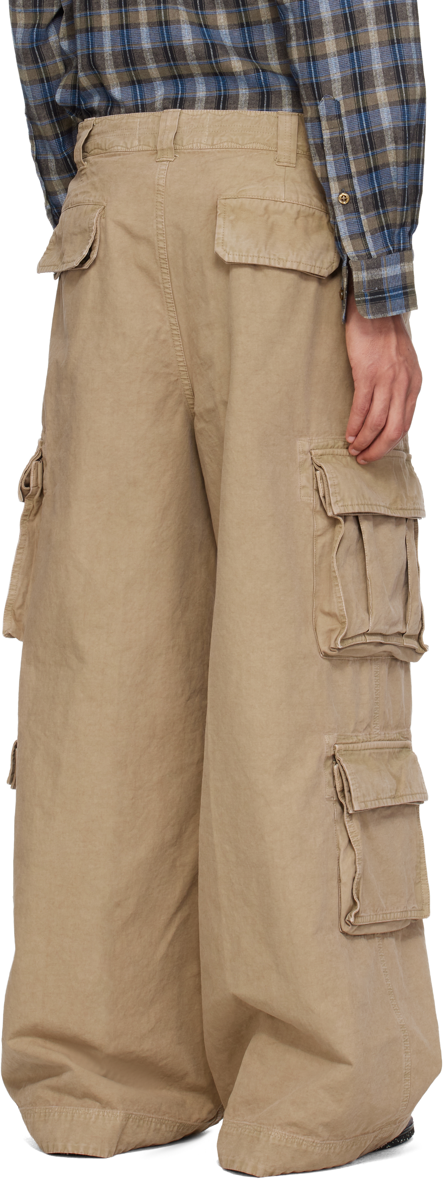 Beige Logo Patch Cargo Pants